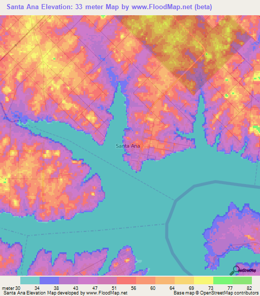 Santa Ana,Argentina Elevation Map