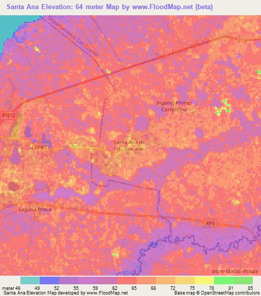 Santa Ana,Argentina Elevation Map