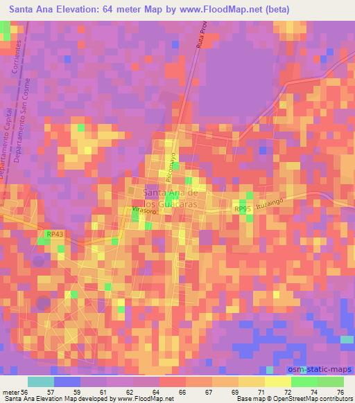 Santa Ana,Argentina Elevation Map