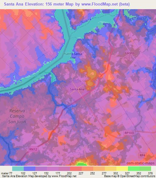 Santa Ana,Argentina Elevation Map