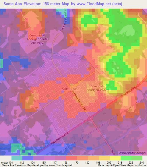 Santa Ana,Argentina Elevation Map
