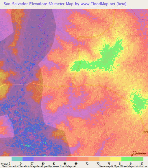 San Salvador,Argentina Elevation Map