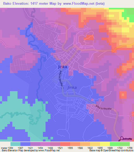 Bako,Ethiopia Elevation Map