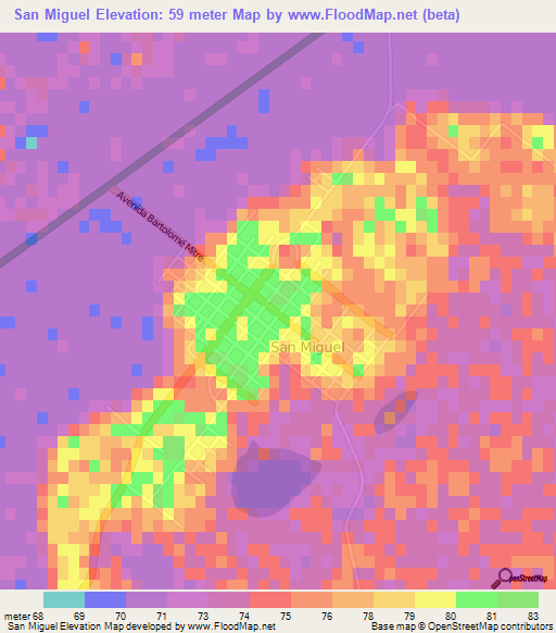 San Miguel,Argentina Elevation Map