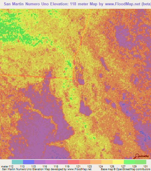 San Martin Numero Uno,Argentina Elevation Map
