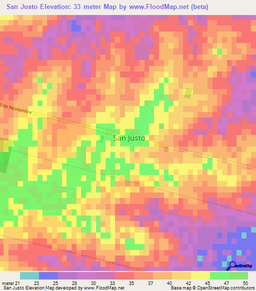 San Justo,Argentina Elevation Map
