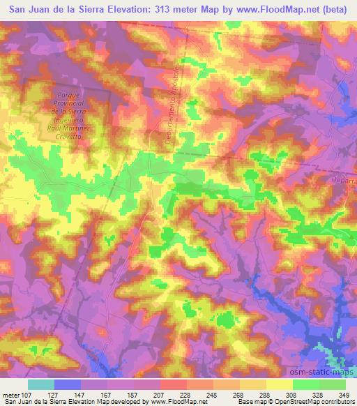 San Juan de la Sierra,Argentina Elevation Map