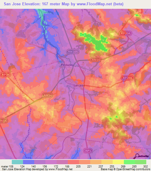 San Jose,Argentina Elevation Map