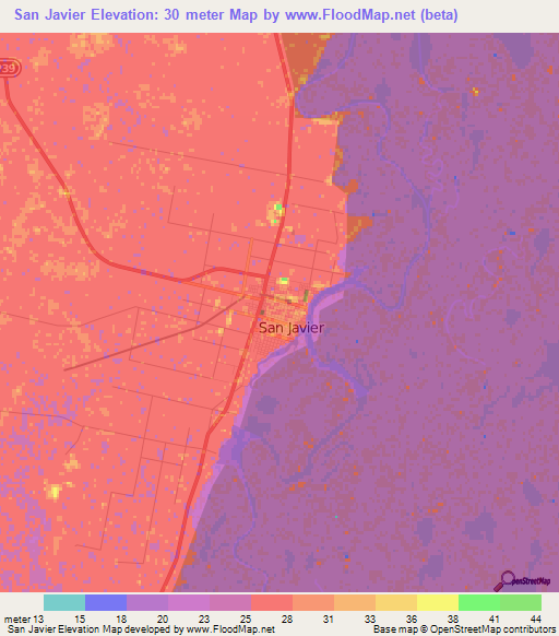 San Javier,Argentina Elevation Map