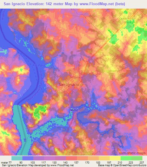 San Ignacio,Argentina Elevation Map
