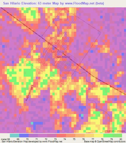 San Hilario,Argentina Elevation Map