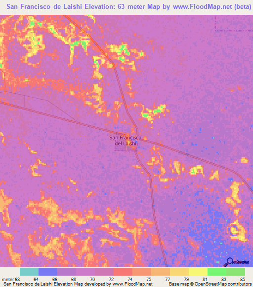 San Francisco de Laishi,Argentina Elevation Map