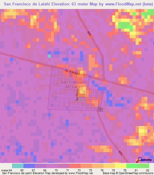 San Francisco de Laishi,Argentina Elevation Map