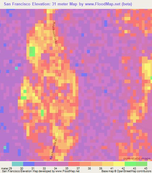 San Francisco,Argentina Elevation Map