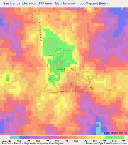 San Carlos,Argentina Elevation Map