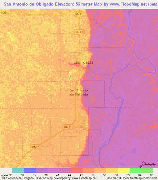 San Antonio de Obligado,Argentina Elevation Map
