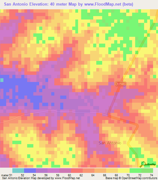 San Antonio,Argentina Elevation Map