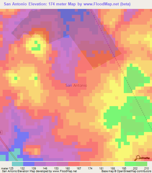 San Antonio,Argentina Elevation Map