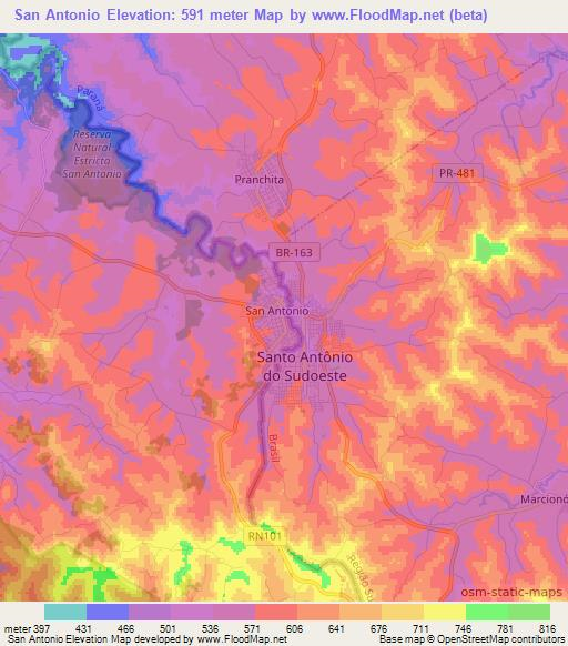 San Antonio,Argentina Elevation Map