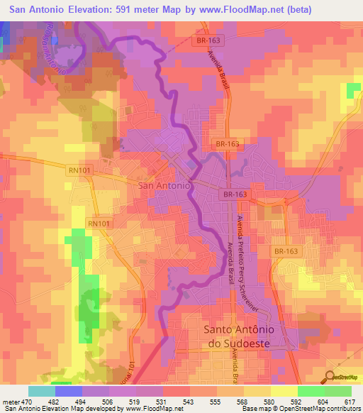 San Antonio,Argentina Elevation Map