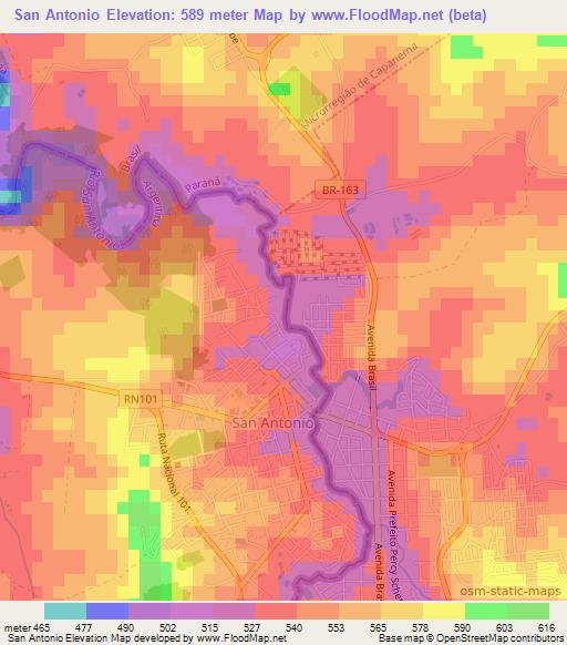 San Antonio,Argentina Elevation Map