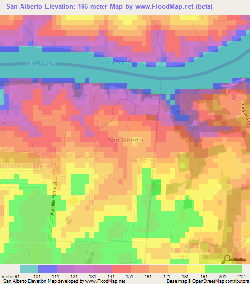 San Alberto,Argentina Elevation Map