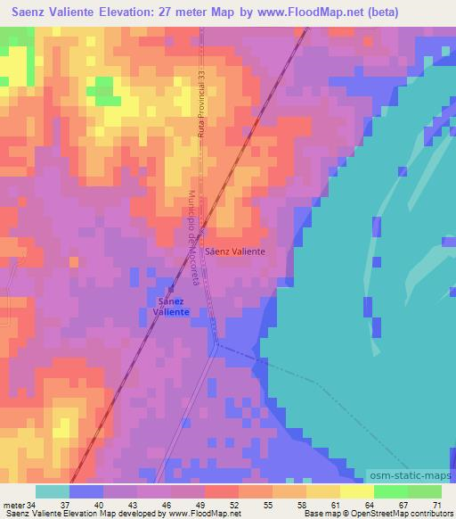 Saenz Valiente,Argentina Elevation Map