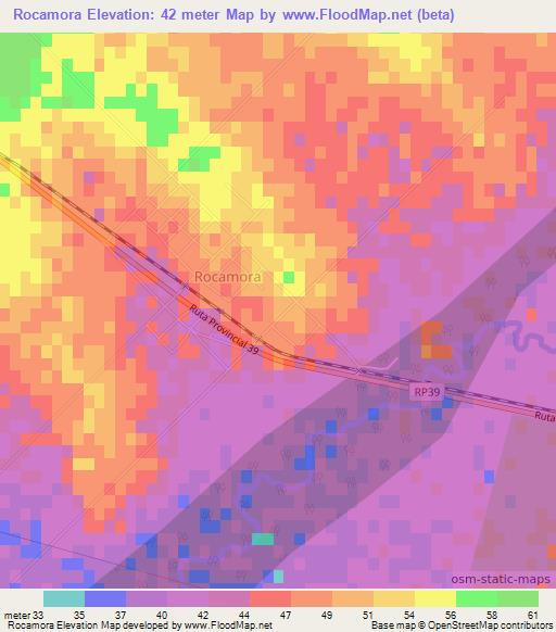 Rocamora,Argentina Elevation Map