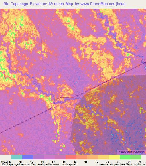 Rio Tapenaga,Argentina Elevation Map