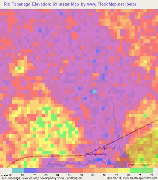 Rio Tapenaga,Argentina Elevation Map