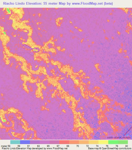 Riacho Lindo,Argentina Elevation Map
