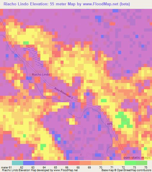 Riacho Lindo,Argentina Elevation Map