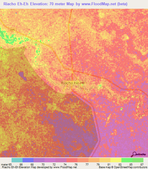 Riacho Eh-Eh,Argentina Elevation Map