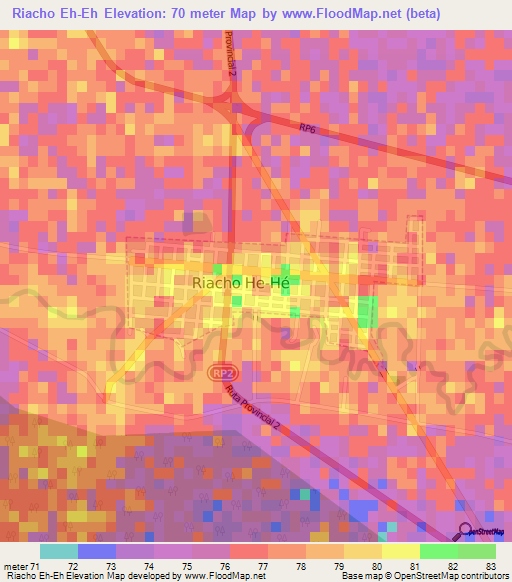 Riacho Eh-Eh,Argentina Elevation Map