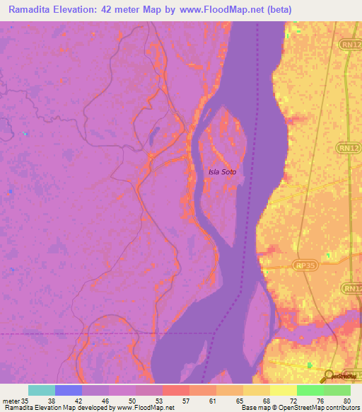 Ramadita,Argentina Elevation Map