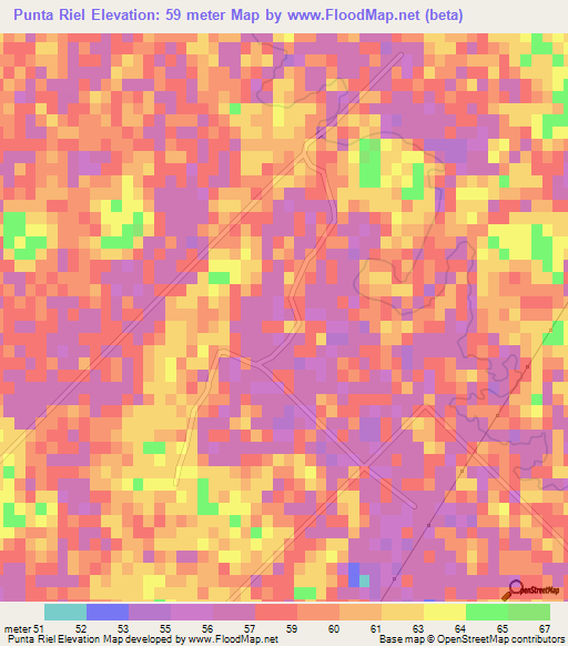 Punta Riel,Argentina Elevation Map