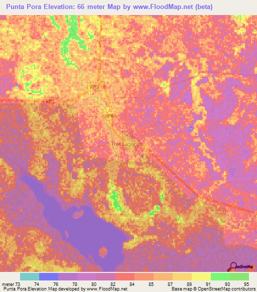Punta Pora,Argentina Elevation Map