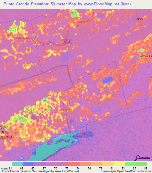 Punta Grande,Argentina Elevation Map