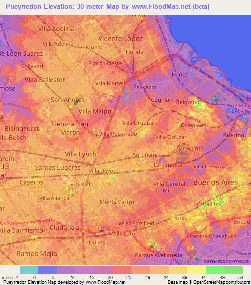 Pueyrredon,Argentina Elevation Map