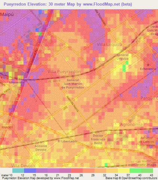 Pueyrredon,Argentina Elevation Map