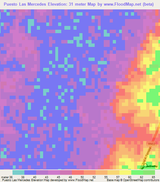 Puesto Las Mercedes,Argentina Elevation Map