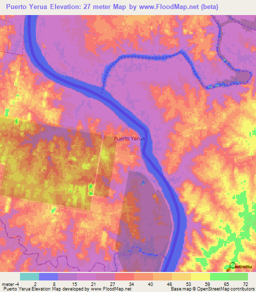 Puerto Yerua,Argentina Elevation Map