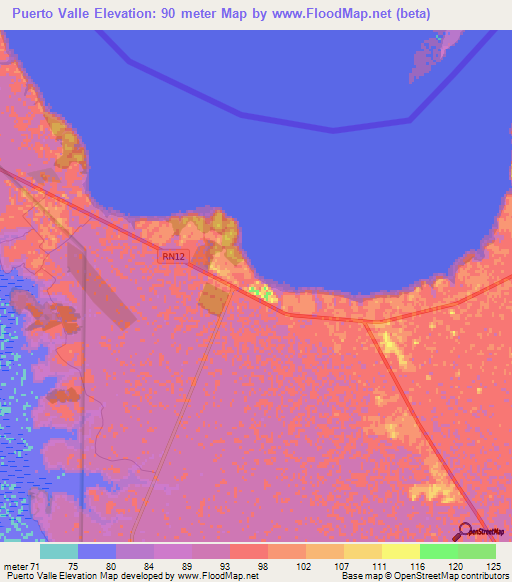 Puerto Valle,Argentina Elevation Map