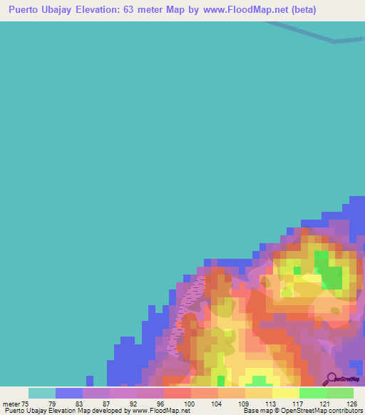 Puerto Ubajay,Argentina Elevation Map