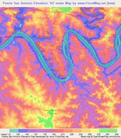Puerto San Antonio,Argentina Elevation Map