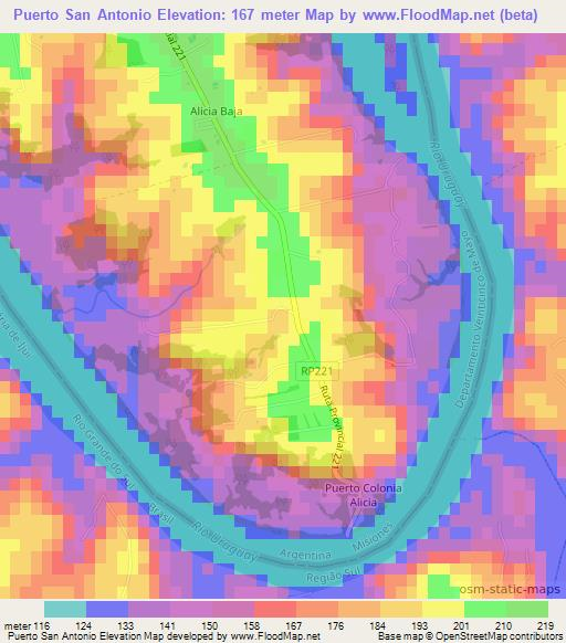 Puerto San Antonio,Argentina Elevation Map
