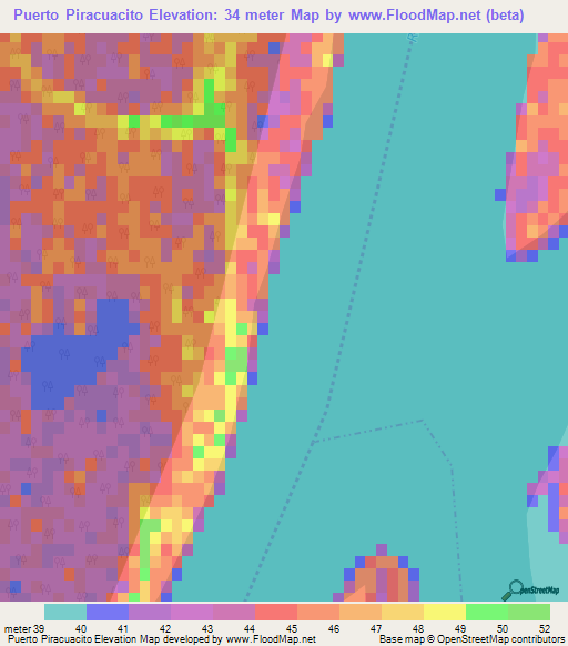 Puerto Piracuacito,Argentina Elevation Map