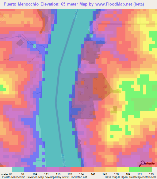 Puerto Menocchio,Argentina Elevation Map