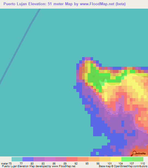 Puerto Lujan,Argentina Elevation Map