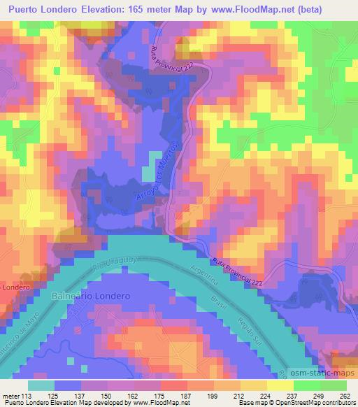 Puerto Londero,Argentina Elevation Map